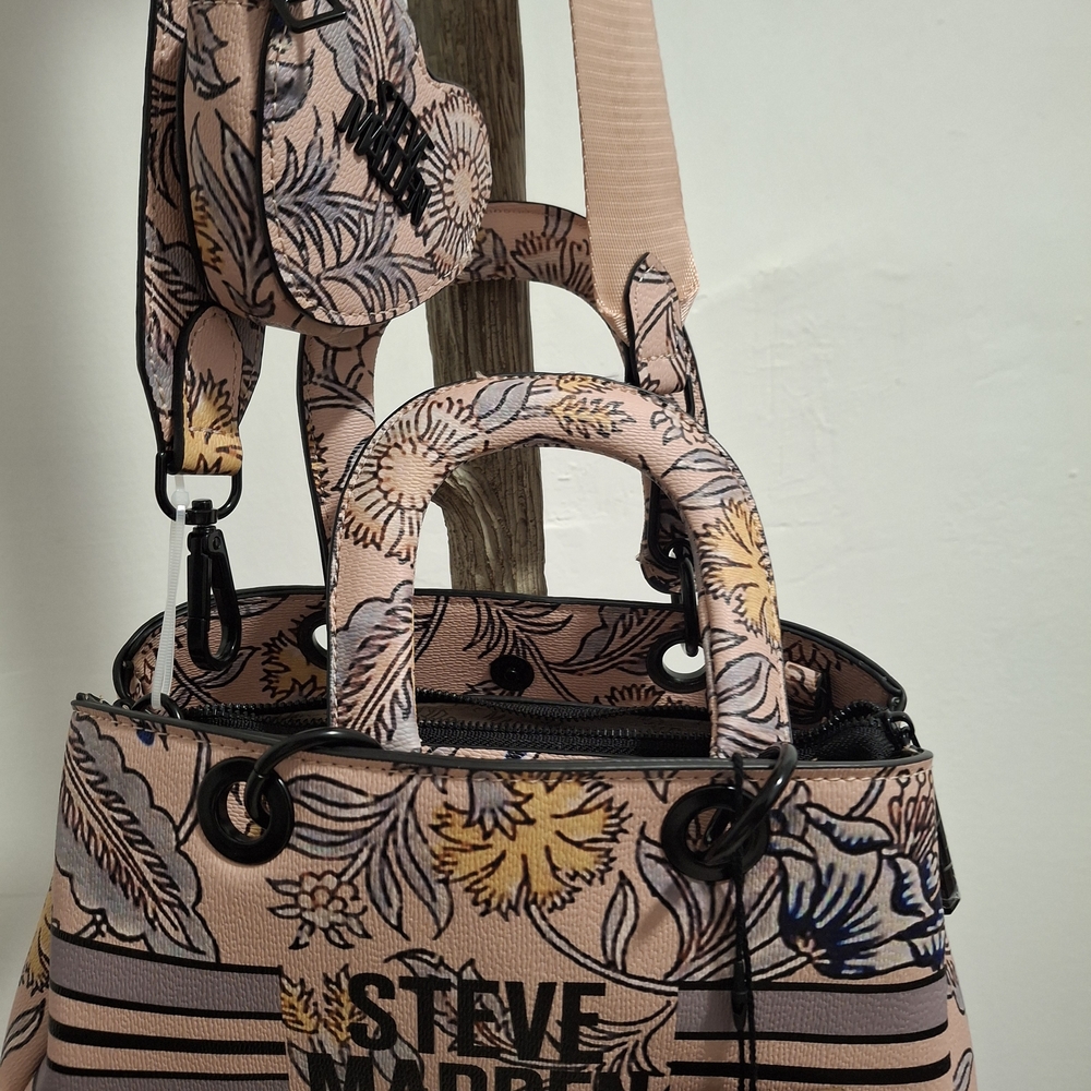 💋SOLD💋Steve Madden Floral Women's Bag - Pink and Black - Picture 3 of 9